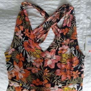 Billabong tropical print dress with cross back